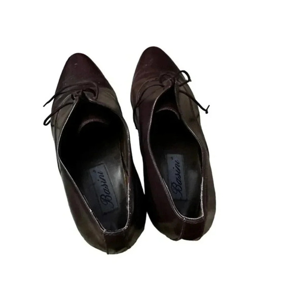 Basini Men\'s Burgundy Leather Upper Pointed Toe‎ Oxfords Shoes Size 12 main image 5